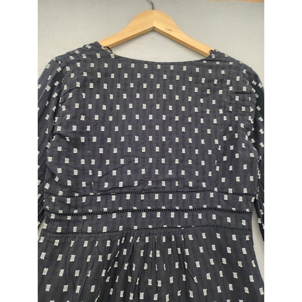 Zara Trafaluc Black White Geometric Print Cotton Mini‎ Dress Long Sleeve Boho M - Picture 9 of 14